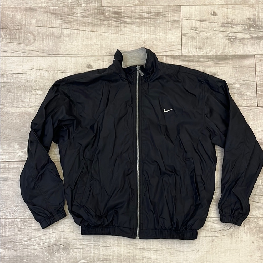 VTG 90s Nike Jacket Women’s M (8/10)‎ Black Full Zip Windbreaker Back Pocket